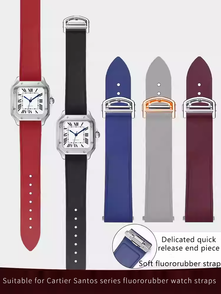 Cartier Watch Santos - สายนาฬิกายาง FKM แบบใหม่ ขนาด 19/21 มม.