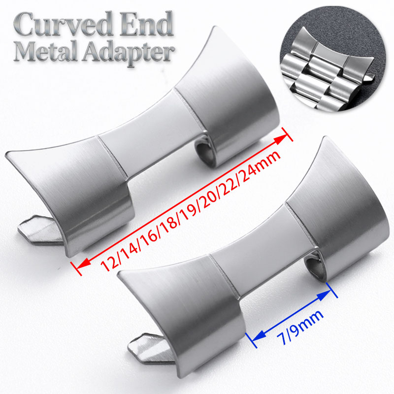 Curved Spring Bar - อะแดปเตอร์สแตนเลสแบบโค้ง 12/14/16/18/19/20/22/24 มม. ตัวเชื่อมต่อโลหะสำหรับโรเล็กซ์สำหรับสายนาฬิกาโอสเตอร์ อุปกรณ์เสริม
