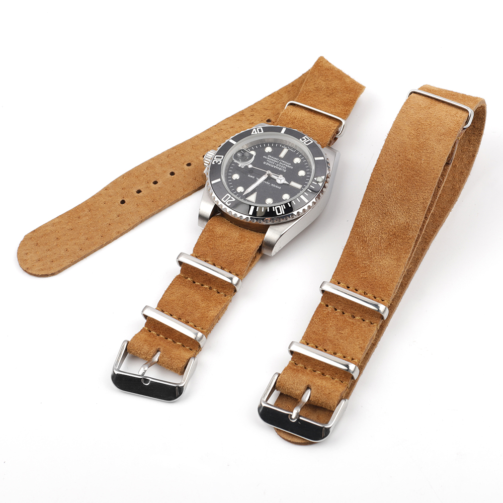 Suede Strap Watch - สายนาฬิกาหนังกลับแท้สไตล์เรโทรนุ่ม ขนาด 18 มม. 20 มม.