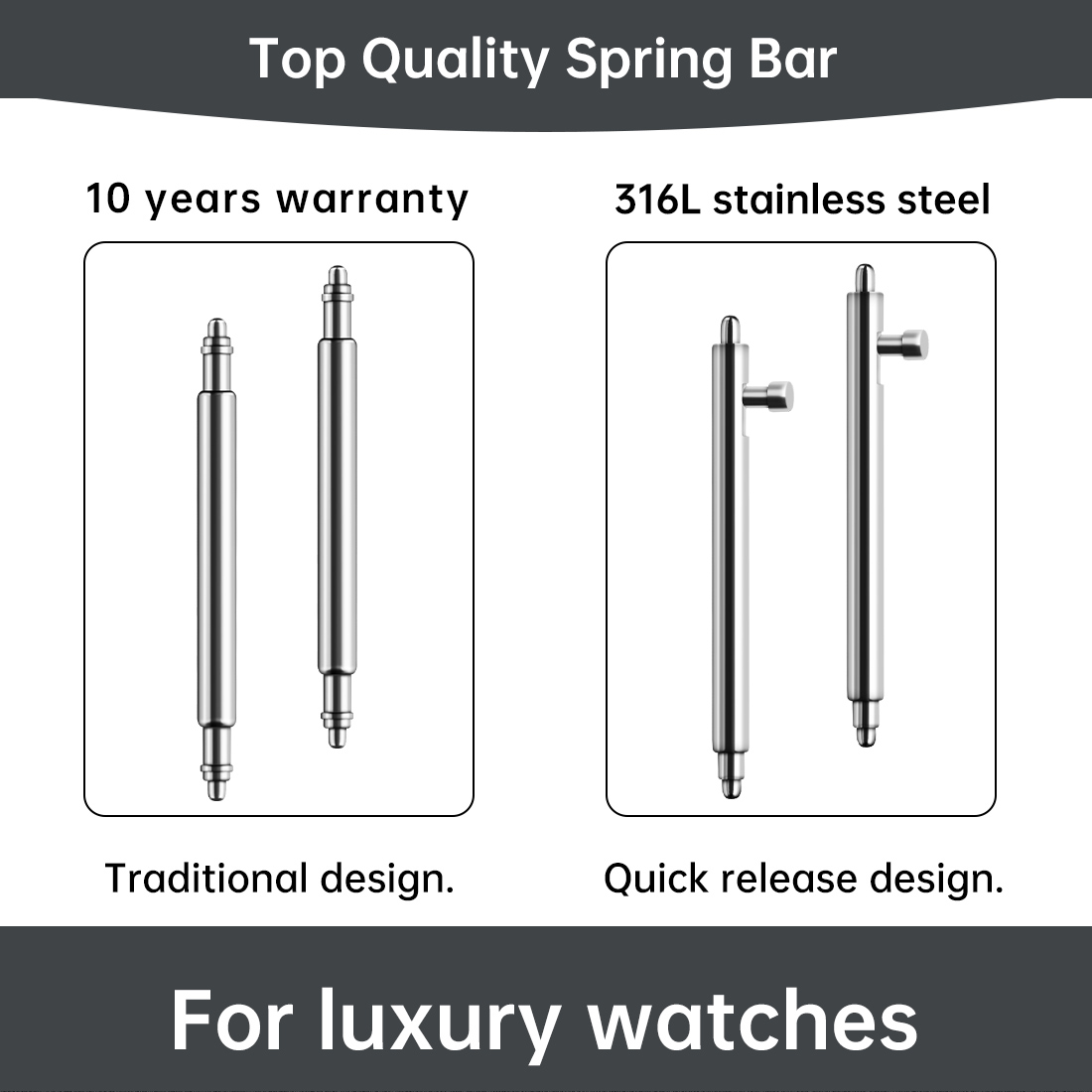 Maikes 316L สแตนเลสสตีลนาฬิกาส - Curved Spring Bar บทวิจารณ์และราคา